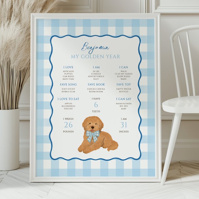 Affiche Goldendoodle Puppy Dog 1st Birthday Milestone  (Créateur téléchargé)