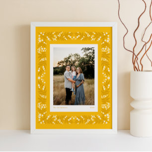 Affiche Goldenrod Folk Art Cadre floral avec texte personn