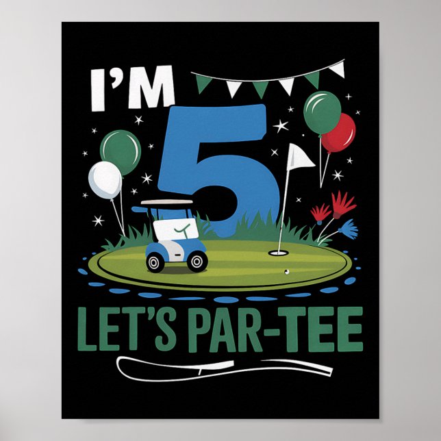 Affiche Golf 5e anniversaire Golf Golf Cart Party Birthd (Devant)