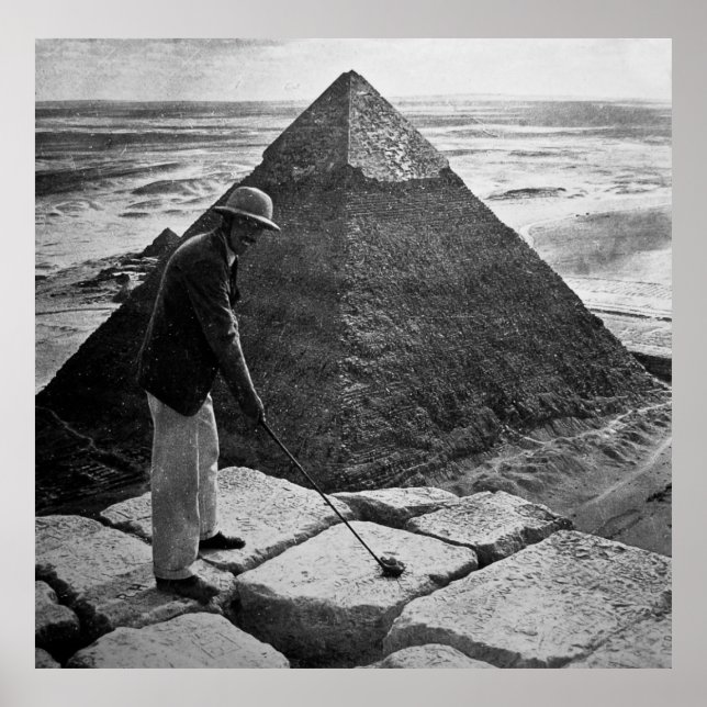 Affiche Golf à la Pyramide Noir et Blanc (Devant)