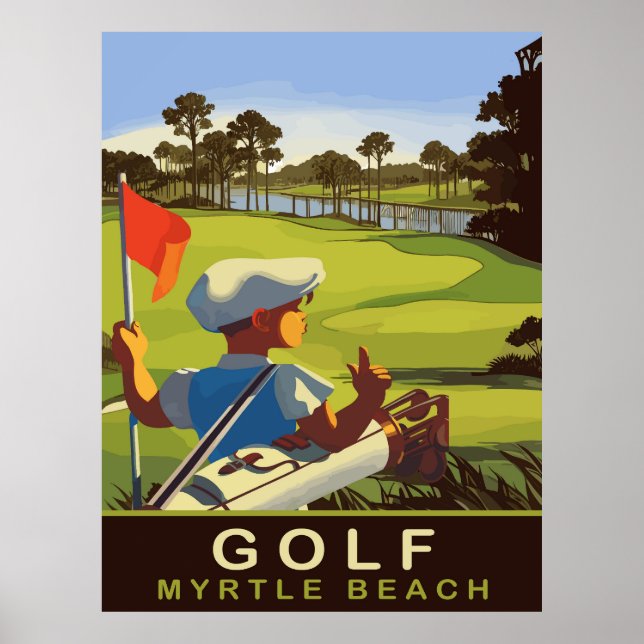 Affiche Golf à Myrtle Beach, Caroline du Sud, Voyage (Devant)