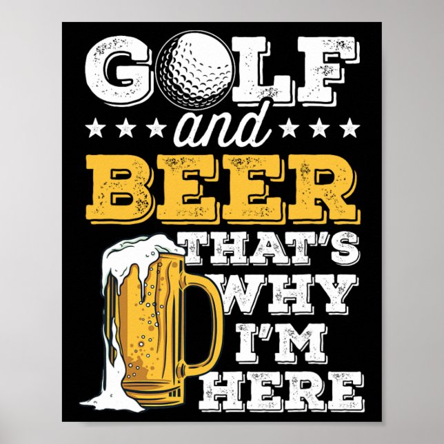 Affiche Golf And Beer Joke Dad Funny Father's Day Drinking (Devant)