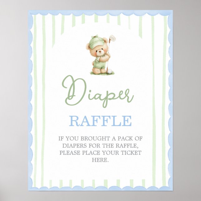 Affiche Golf baby shower Diaper Raffle sign (Devant)