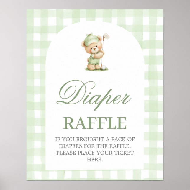 Affiche Golf baby shower Diaper Raffle sign (Devant)