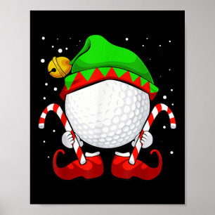 Affiche Golf Ball Elf Noël Pyjama mignonne Sport X Mas Ca