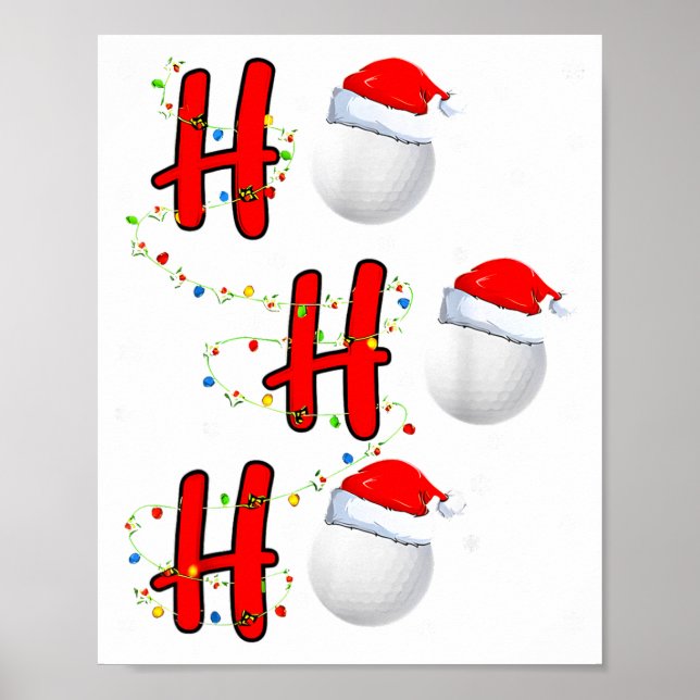 Affiche Golf Ball Santa Hat Ho Ho Ho Men Women Christmas X (Devant)