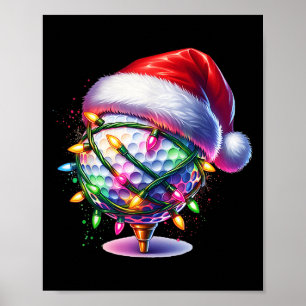 Affiche Golf Ball Santa Hat Hommes FEMMES Noël Golf X