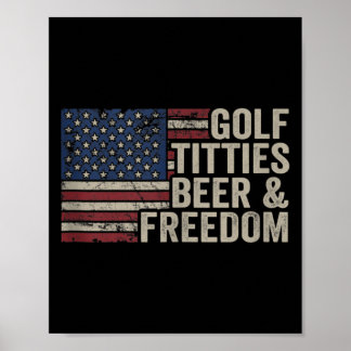Affiche Golf Beer Dom - Blague drôle de golfeur Usa Boisso