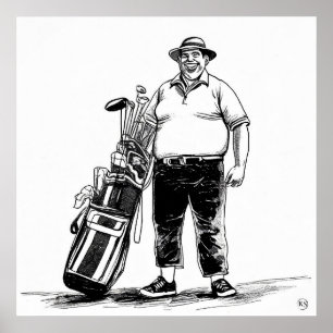 Affiche Golf Caddie - Golf Art Print
