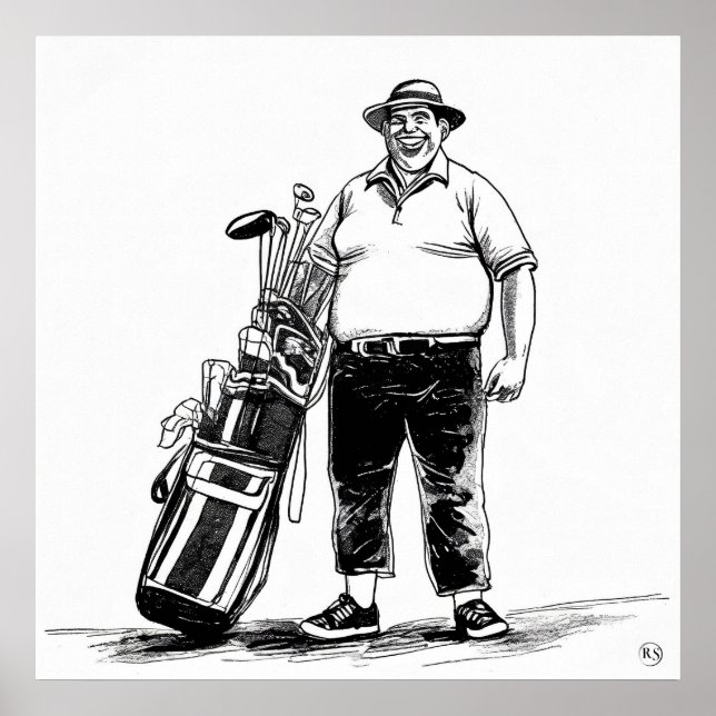 Affiche Golf Caddie - Golf Art Print (Devant)