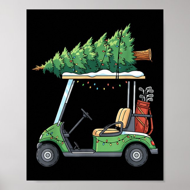 Affiche Golf Cart Christmas Tree Lights Funny For Men Wome (Devant)