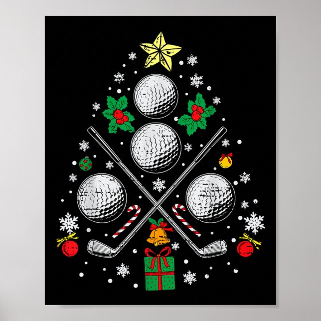 Affiche Golf Christmas Tree Light Pyjama Golfer Xmas Men W (Devant)