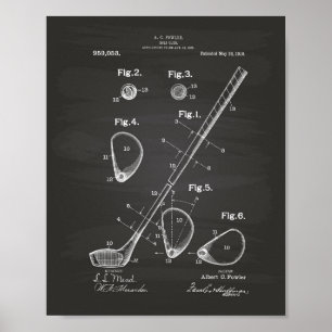 Affiche Golf Club 1910 Patent Art - Chalkboard