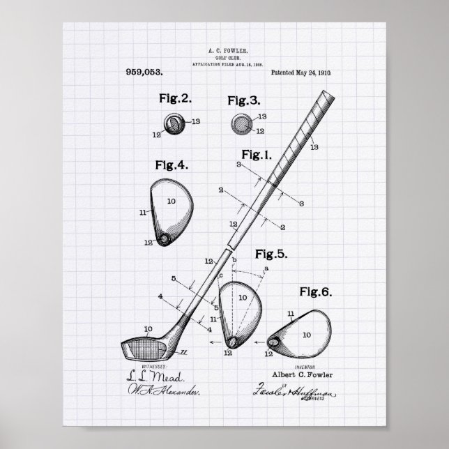 Affiche Golf Club 1910 Patent Art - Lined Peper (Devant)