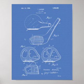 Affiche Golf Club 1926 Patent Art - Blueprint