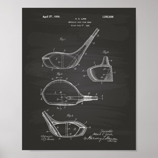 Affiche Golf Club 1926 Patent Art - Chalkboard (Devant)