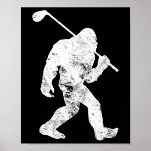 Affiche Golf de Bigfoot Vintage Sasquatch Drôle Hommes Drô