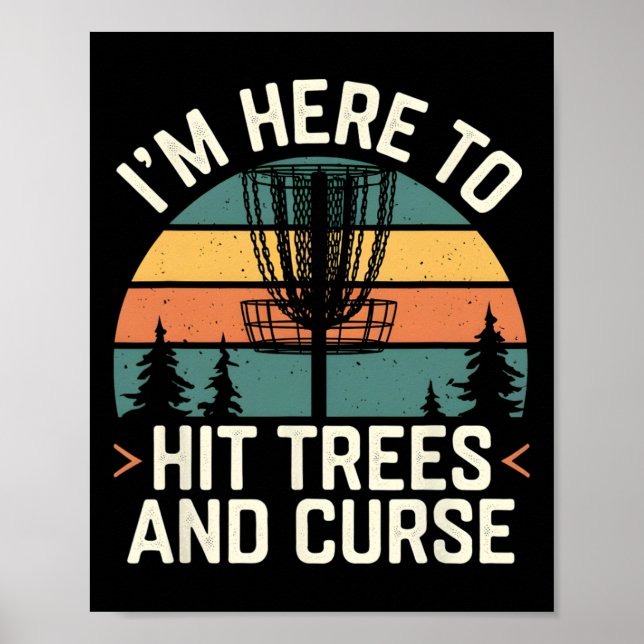 Affiche Golf de disque drôle frappe les arbres et jure rét (Devant)