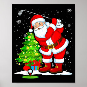 Affiche Golf de Noël Père Noël Golfeur Noël Drôle de Noël