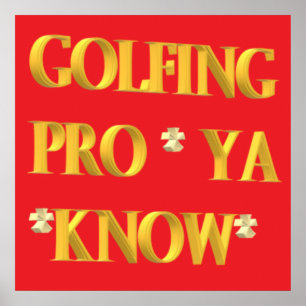Affiche Golf design sport rouge et or grand texte