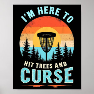 Affiche Golf Disc Drôle - Humour Rétro de Frappe d'Arbre