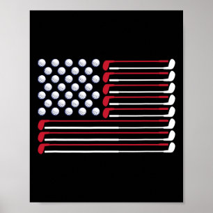 Affiche Golf Drapeau Américain Joueur de Golf Amateur de G