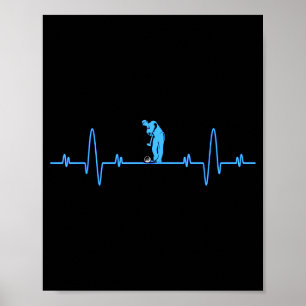 Affiche Golf drôle Heartbea - Golfeurs Hommes Femmes Cool