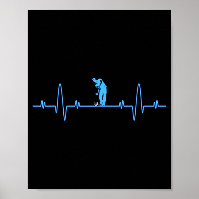 Affiche Golf drôle Heartbea - Golfeurs Hommes Femmes Cool  (Devant)