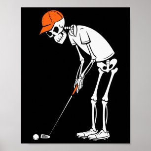 Affiche Golf drôle squelette Golf Halloween Golf Sports