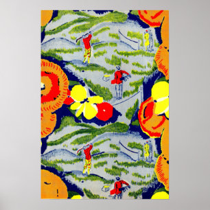 Affiche golf et fleurs