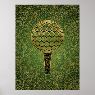 Affiche Golf Gold Green Filigree Sports Art