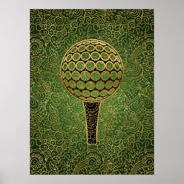 Affiche Golf Gold Green Filigree Sports Art (Devant)