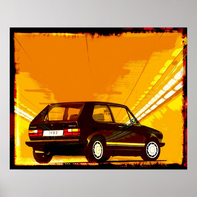 Affiche Golf GTi MkI Orange (Devant)