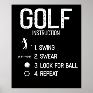 Affiche Golf Instructions drôle Golf