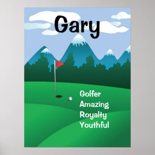 Affiche Golf Mens Womens Nom personnalisé Art Cadeau Impri