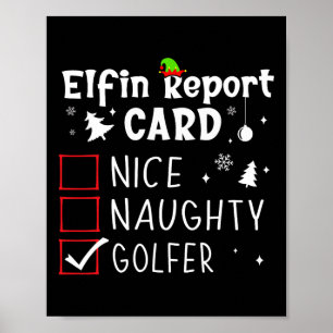 Affiche Golf Noël Nice Naughty Funny Liste de Noël Golfer