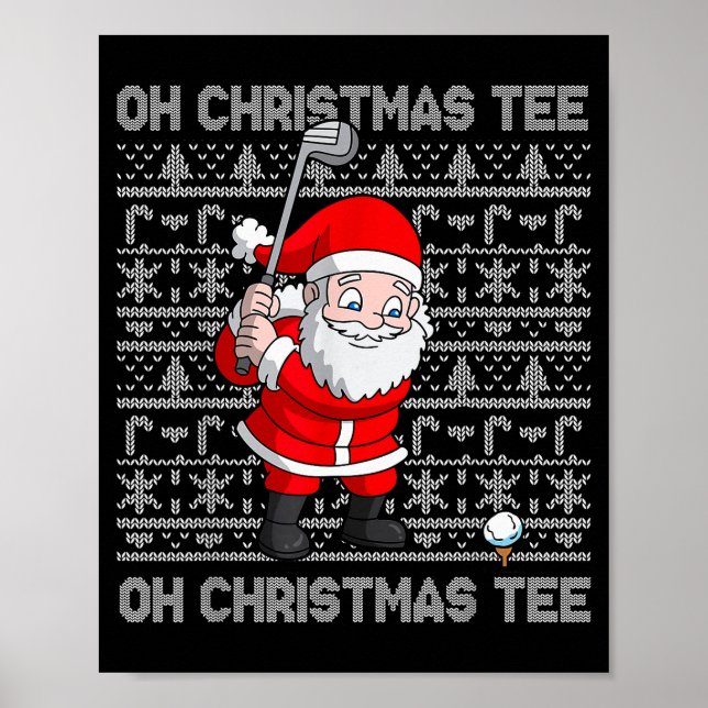 Affiche Golf Oh Christmas Tee Santa Claus Golfer Golfing S (Devant)
