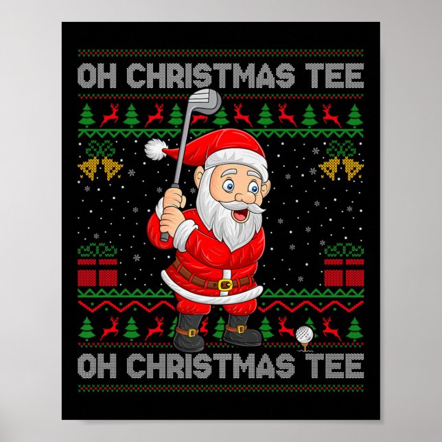 Affiche Golf Oh Christmas Tee Santa Playing Golf Golfer Ug (Devant)