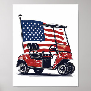 Affiche Golf Part Drapeau américain 4 juillet Sport Patrio