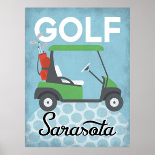 Affiche Golf Sarasota Floride - Voyage Rétro Vintage