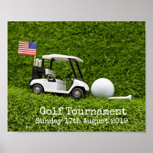 Affiche Golf Sauvez la date Tournoi de golf avec drapeau a (Devant)