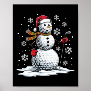 Affiche Golf Snowman Golf Player Santa Hat Christmas Amusa