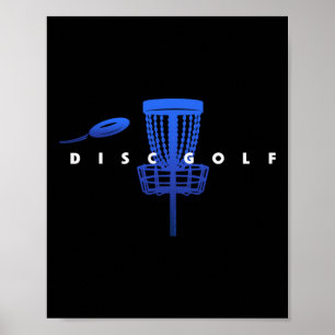 Affiche Golf sur disque stylisé cool avec panier et disque
