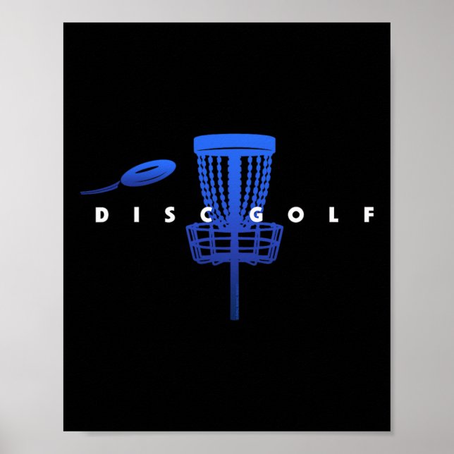 Affiche Golf sur disque stylisé cool avec panier et disque (Devant)