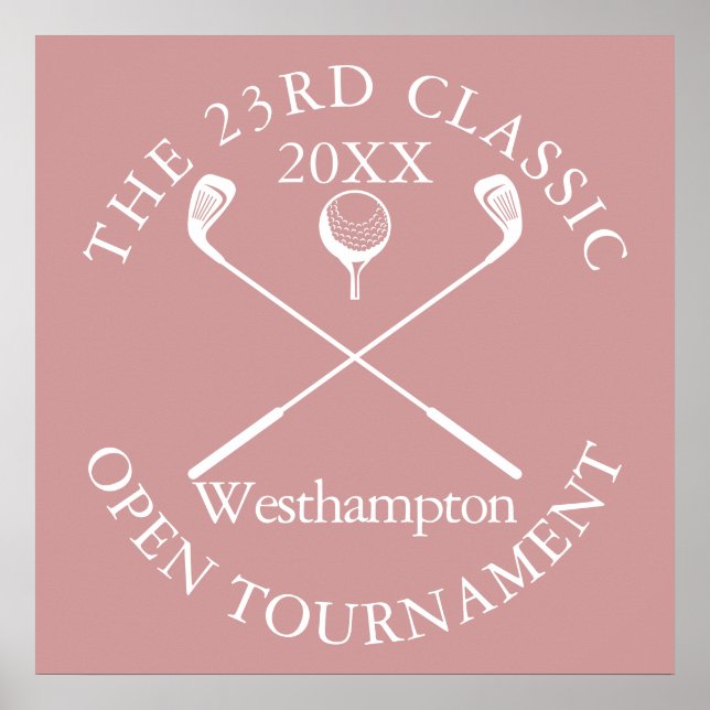 Affiche Golf Tournament Classic Event Dusty Rose Pink Sign (Devant)