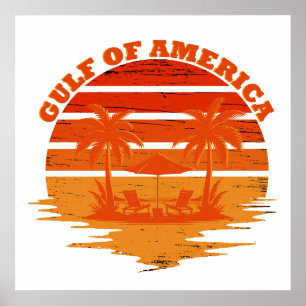 Affiche Golfe d'Amérique vintage patriotique américain