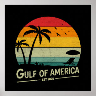 Affiche Golfe d'Amérique vintage patriotique américain