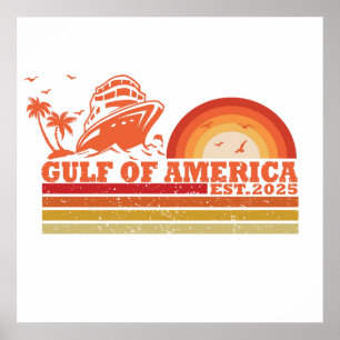Affiche Golfe d'Amérique vintage patriotique américain