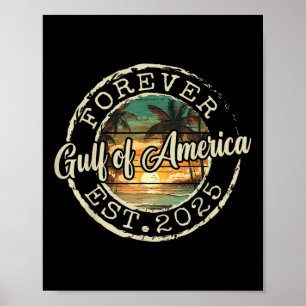 Affiche Golfe De Us Amérique Est 2025 Retro Beach Timbre H