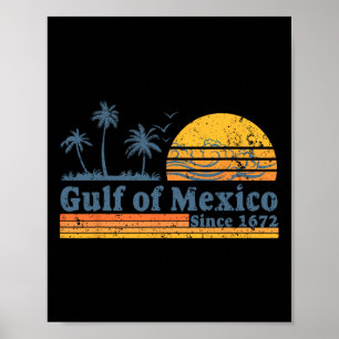 Affiche Golfe Du Mexique Depuis 1672 Tee Retro Plage Vinta